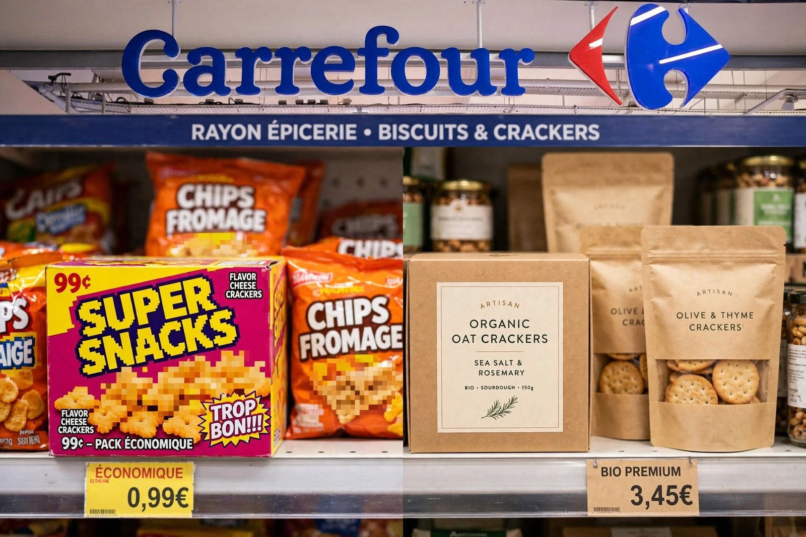 Cheap vs Professional Packaging Comparison on Shelf