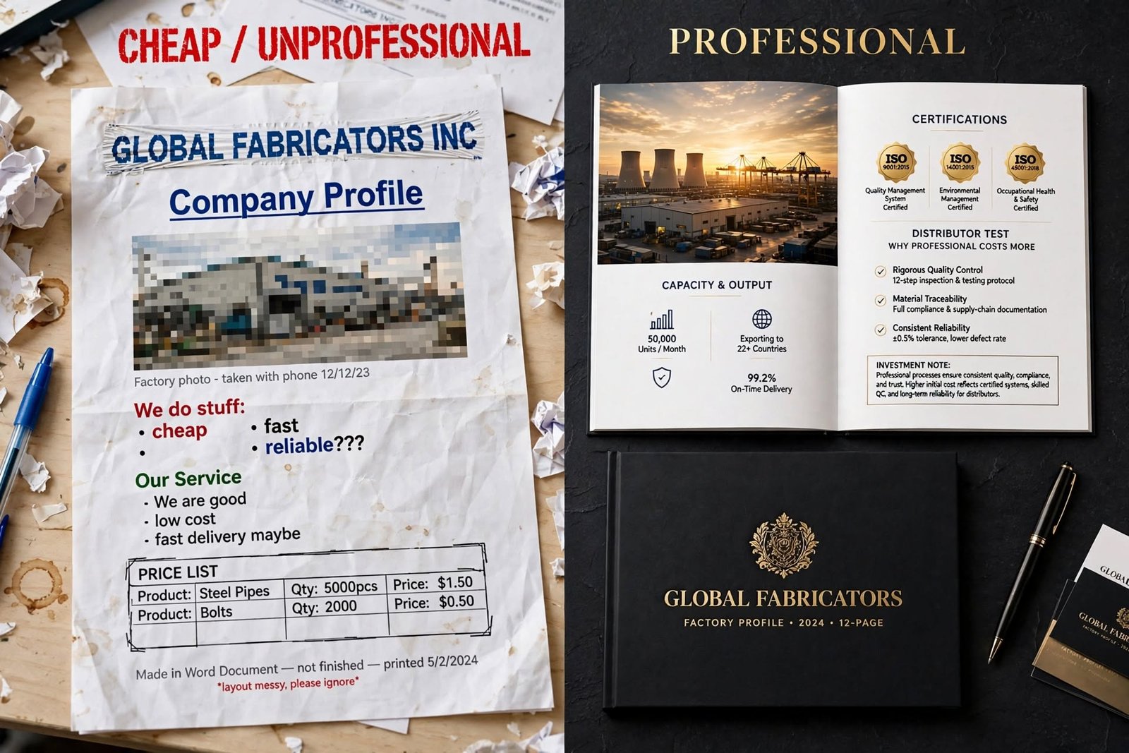 Cheap Logo vs Professional Factory Branding System Comparison