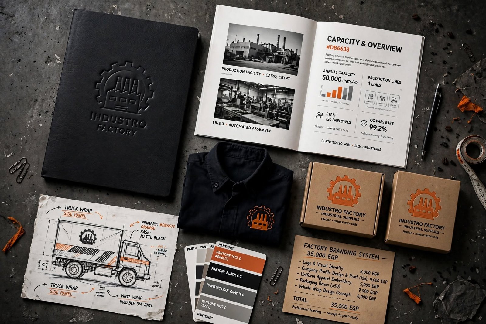 Complete Factory Branding System - Logo, Profile, Packaging and Truck Design by Bahaa Karam Team